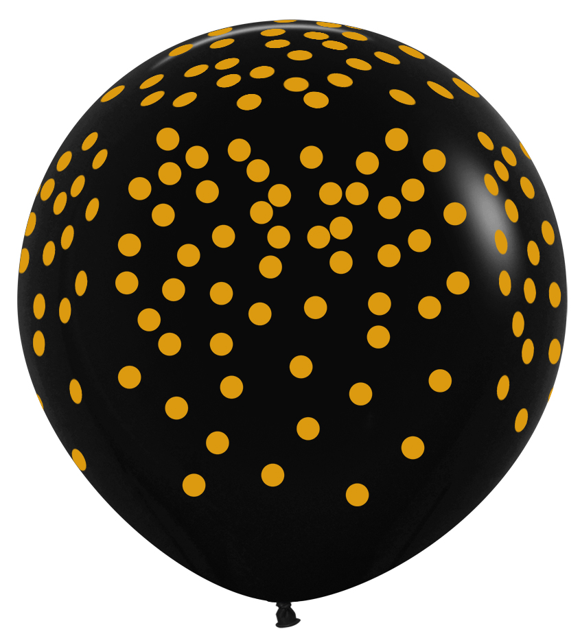 Balloon Gold Confetti Blk 90cm
