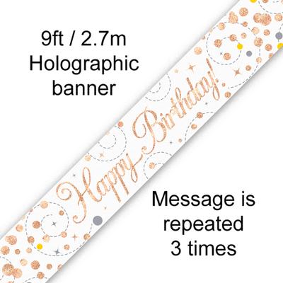 Banner Rose Gold Happy Birthday Sparkle Fizz 2.7m