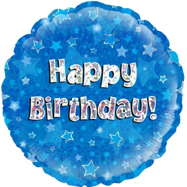 Foil Blue Happy Birthday Holographic