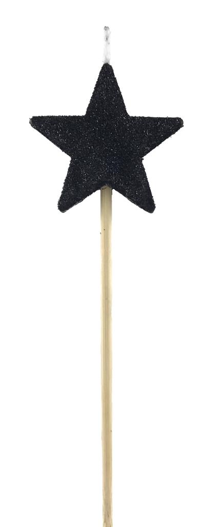 Candle Black Long Stick Star